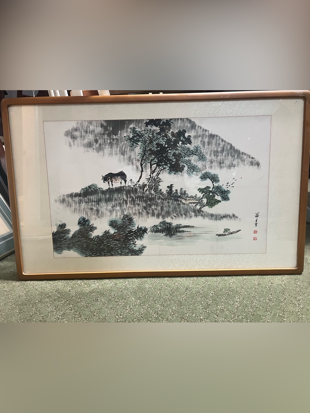 Pu Xing Ri Vintage Chinese Ink Landscape wall art Signed Framed